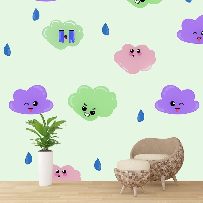 Environment Friendly Cartoon Illustration Wallpaper Mildew Resistant Indoor Wall Mural
