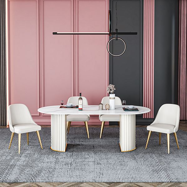 Oval Double Pedestal Dining Table Stone Furniture for Dining Room Home