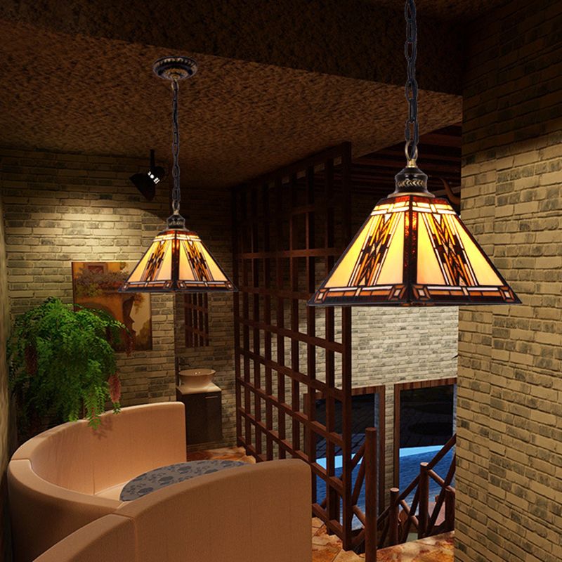 Buntkunstglas hängende Lampe Geometrische 1 Lichtmissionsstil Anhängerleuchte