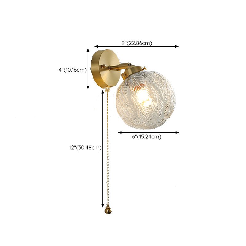 Modern Globe Shape Wall Mounted Sconce Glass Shade Wall Lights for Bedroom