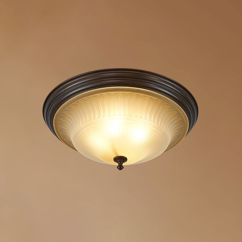 20" Wide Classic Bowl Flush Mount with Glass Shade Bronze Flush Ceiling Light for Bedroom