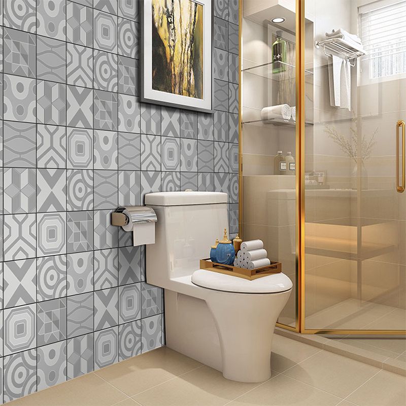 Modern Geometric Pattern Wallpaper Panels Grey Peel and Paste Wall Art for Washroom