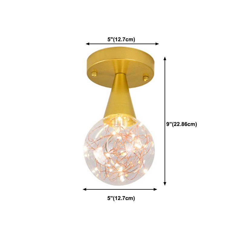 Modern Gold Ceiling Lighting Glass Semi Flush Mount for Hallway