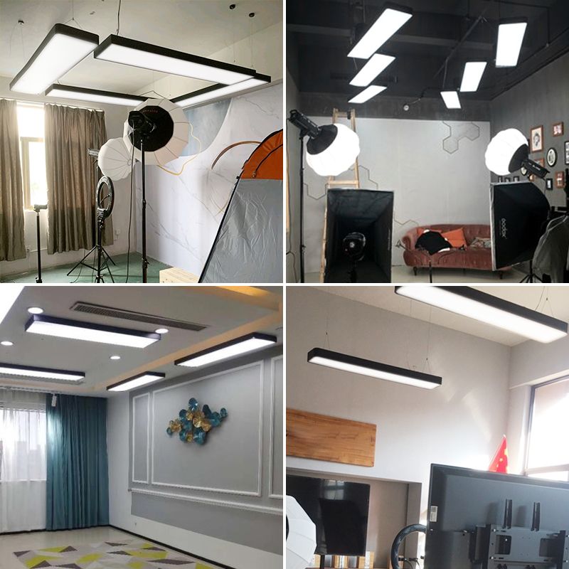 Rechthoek eiland plafondlicht moderne metalen keukeneilandverlichting met acryl schaduw