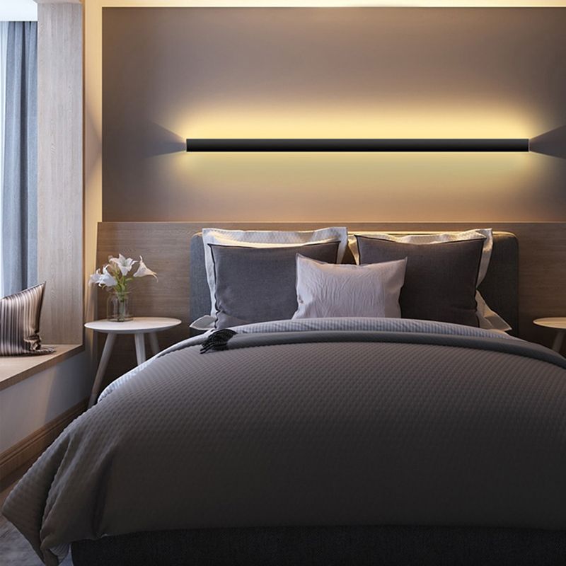 Strip Shade Wall Lighting Modern Simple Style Metal 1 Lights Sconce Lamp for Bedroom TV Background