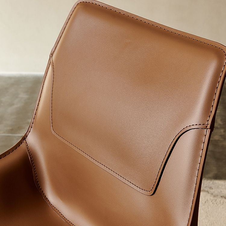 Leather Dining Chair Minimalist Design Arm Solid Back Dining Side Chair