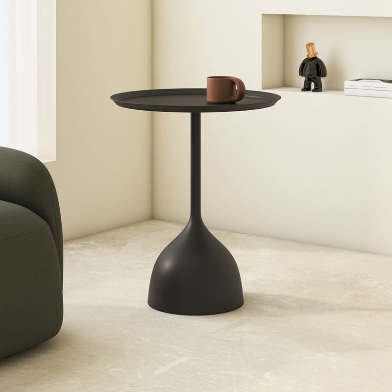 Mid-Century Round Tray Top Side Table 23.62" Tall Metal Pedestal End Table