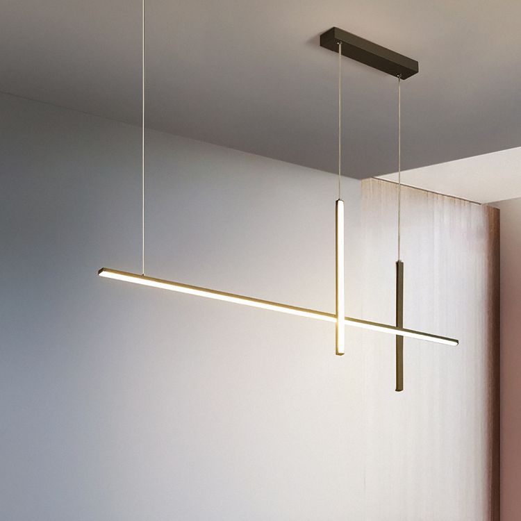 Modern lineair eiland plafondlicht metalen kroonluchter verlichtingsarmaturen met acrylschaduw