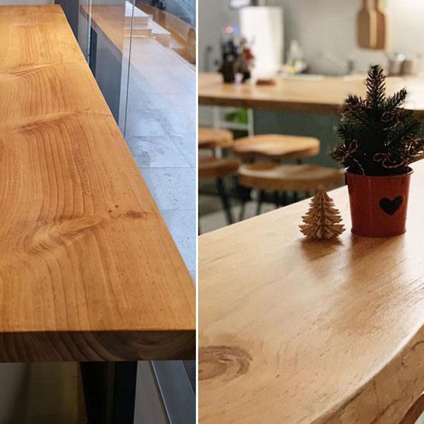 Brown Modern Style Bar Table Solid Wood and Iron Kitchen Bar Table