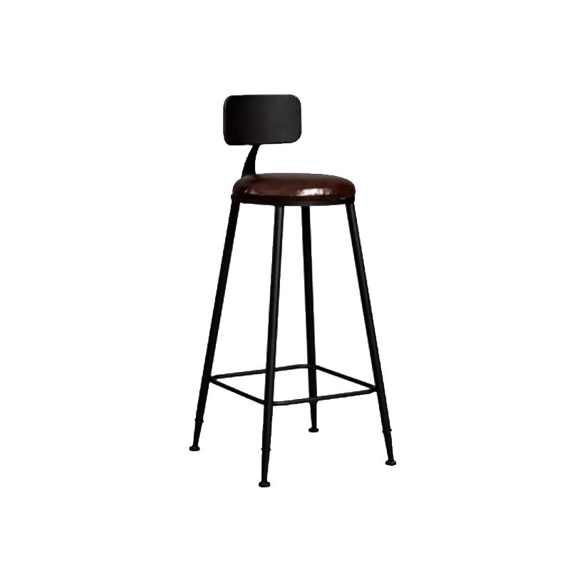 Industrial Dining Stools Armless Bar Stools with Black Metal Base