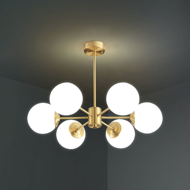 Globe kroonluchter verlichtingsarmaturen Designer Style Multi-Hoofd Suspension Light met witte glazen schaduw