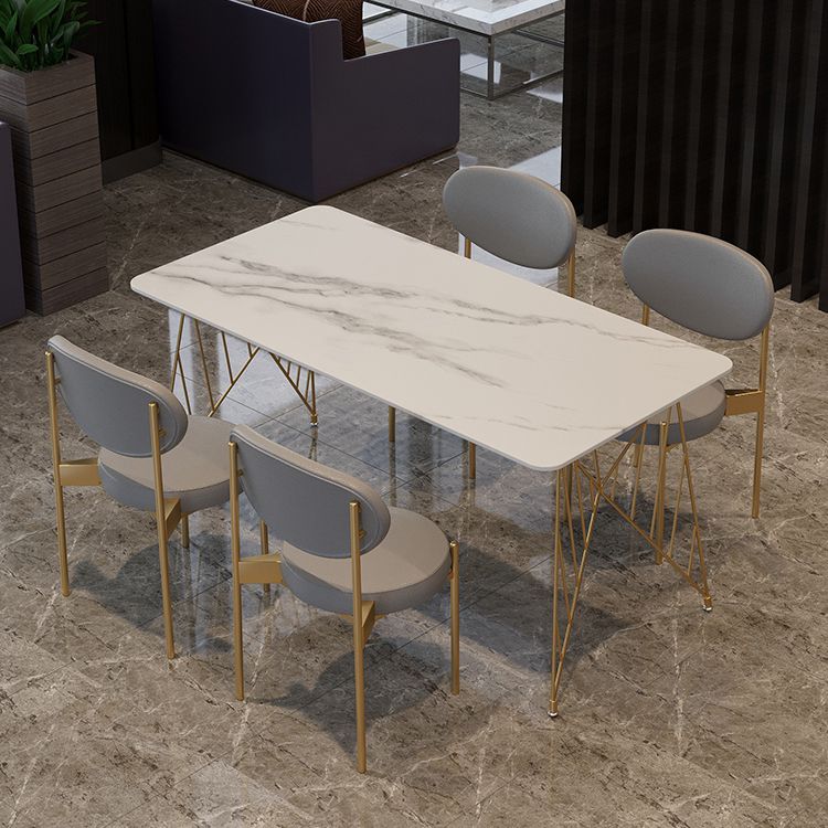 White Stone Top Dining Table Set 1/2/5 Pieces Contemporary Indoor Dinette Set