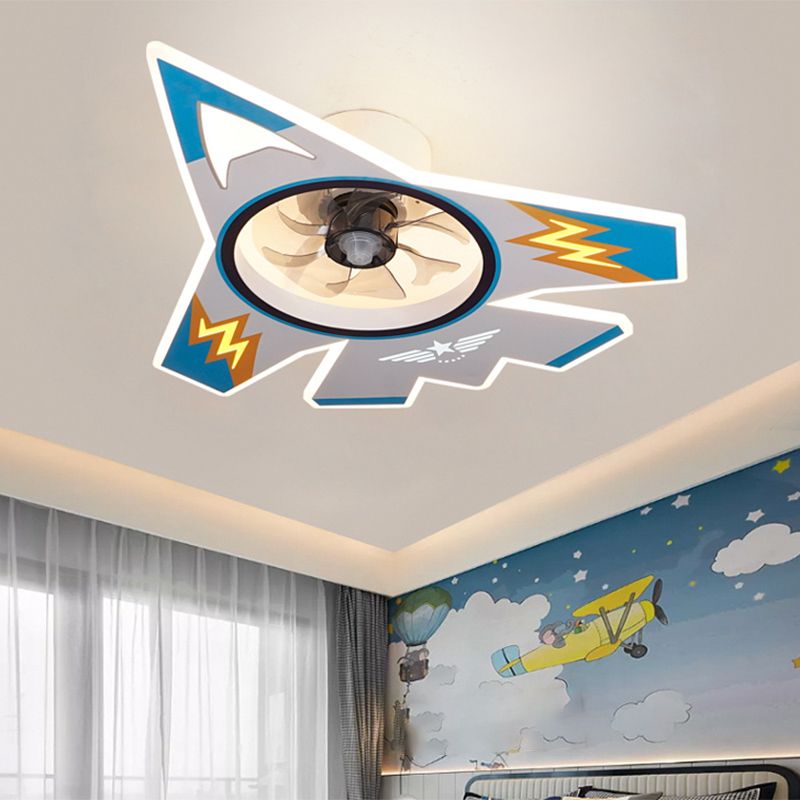 Ventola a soffitto a forma di ventola a forma di cartone animato Acrilico per bambini camera da letto semifulò