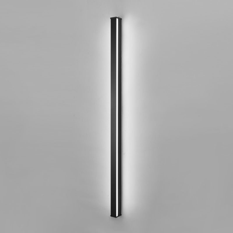 Modern Style Long Strip Shade Wall Sconce Metal 1 Light Sconces in Black for Bedside