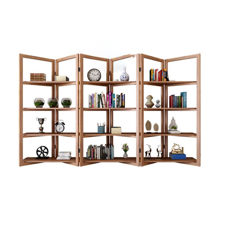 Open Back Folding Bookshelf Wood Contemporary Bookcase for Home