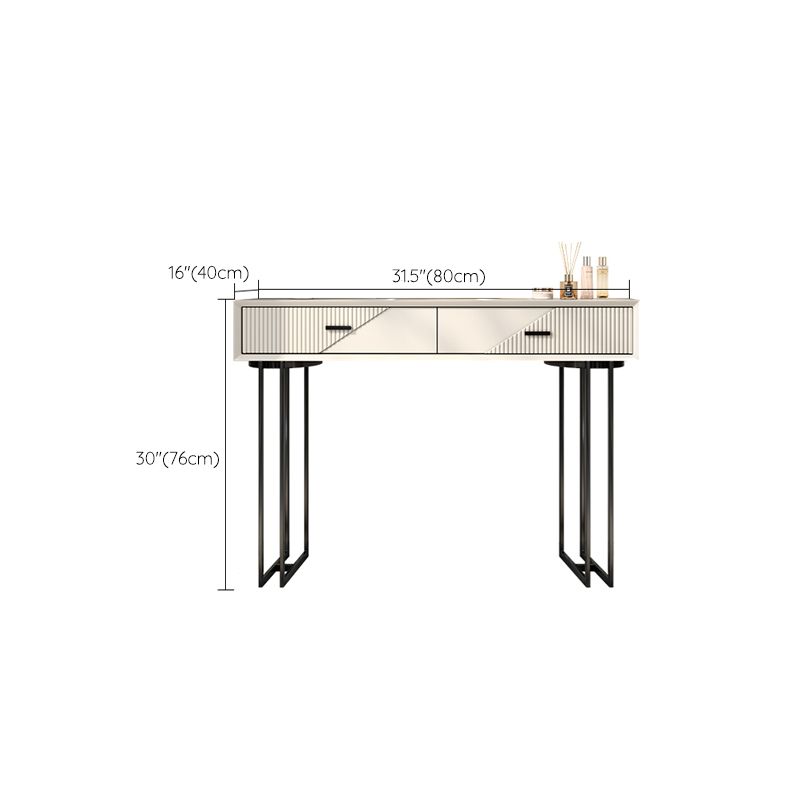 Scandinavian Stone White Vanity Desk 5-Drawers Vanity Dressing Table