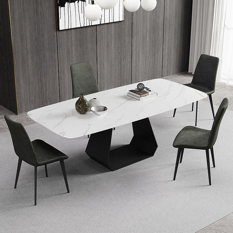 Rectangular Sintered Stone Dining Table Modern Dining Table with Metal Base