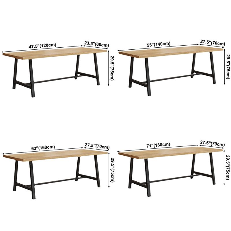 Industriële vaste houten rechthoek dineren kaki standaard eettafel met schroefbasis