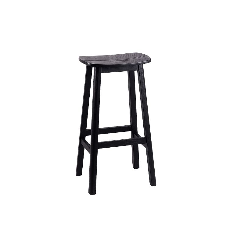Contemporary Ash Wood Contoured Seat Indoor Armless Bar Stools