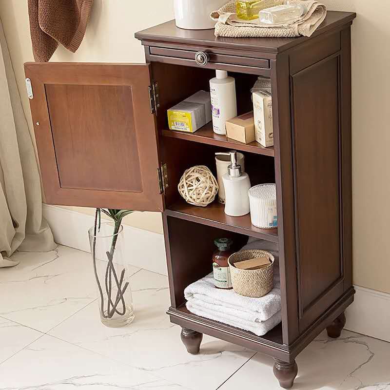 15.7" W 1 - Door Accent Cabinet in Rubberwood with Open Storage