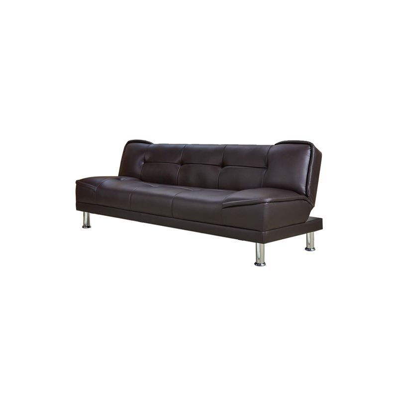 Contemporary Convertible Armless Cotton Blend and Faux Leather Sofa Bed