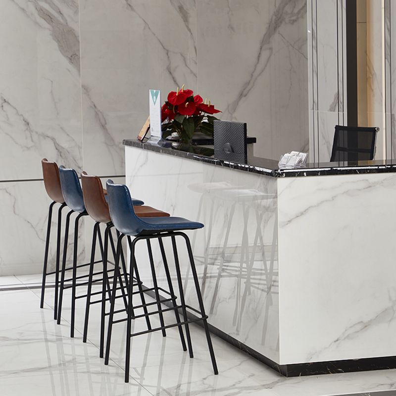 Indoor Modern Leather Bar Stool Bucket Footrest Low Back Counter & Bar Stool