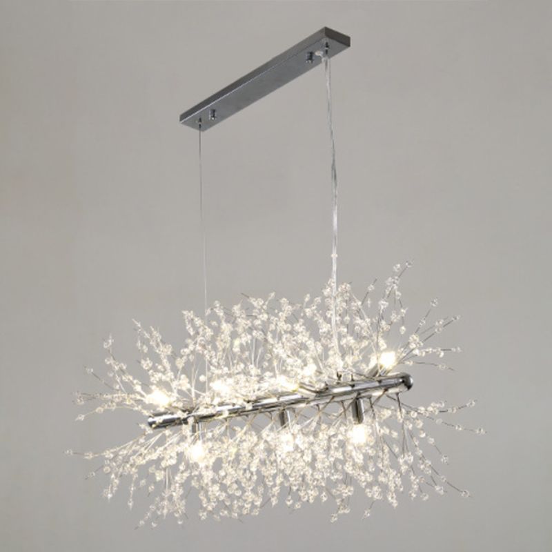 Sputnik Island Lamp Contemporary Hanging Light with Crystal for Dining Room