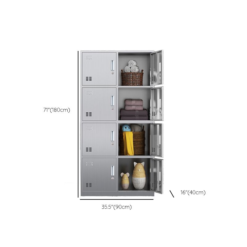 Chrome Steel Cabinet for Bathroom Modern Indoor Storage Cabinet with Hinged Doors