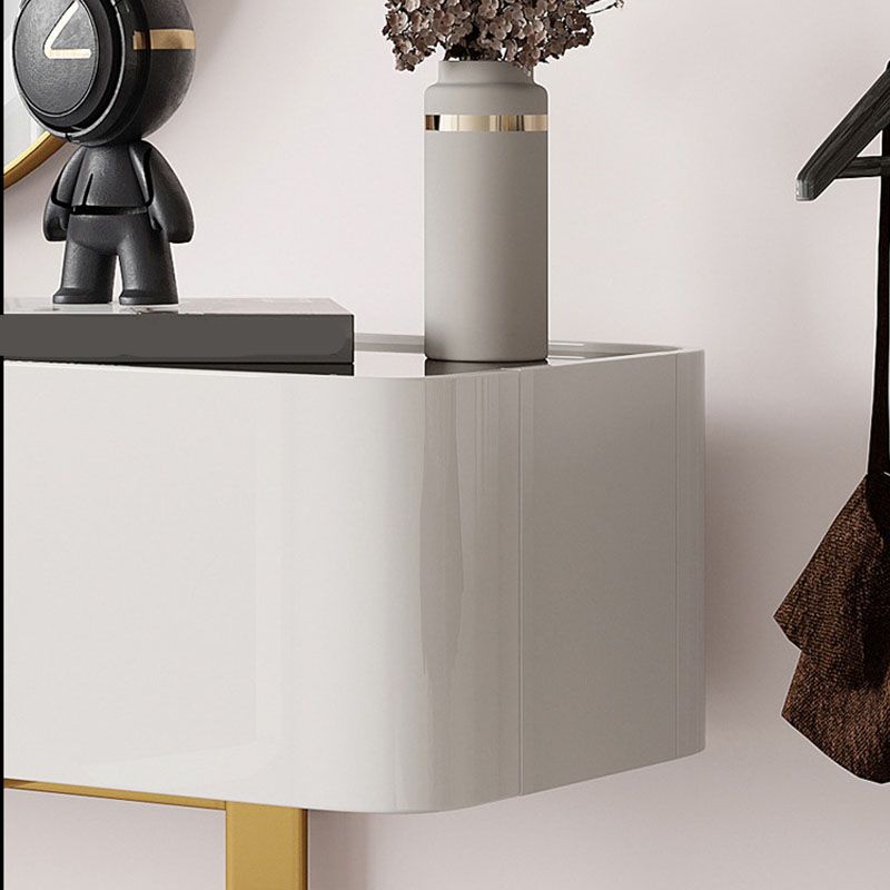 Glam Vanity Makeup Table Set Glass Top Dressing Table with Double Drawers