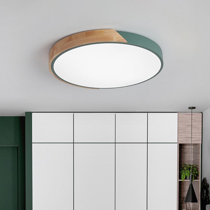 Plafonnier LED de forme ronde macaron fer moderne 1 lumière encastré pour salon