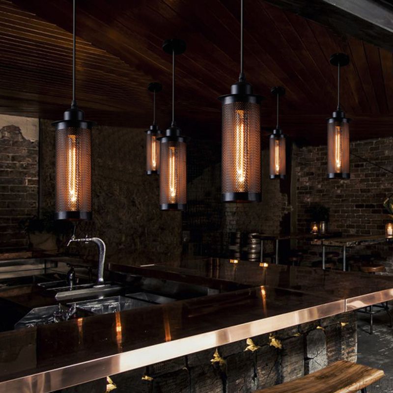 Luz de colgante de metal lámpara de lámpara de estilo vintage cafetería de techo colgante