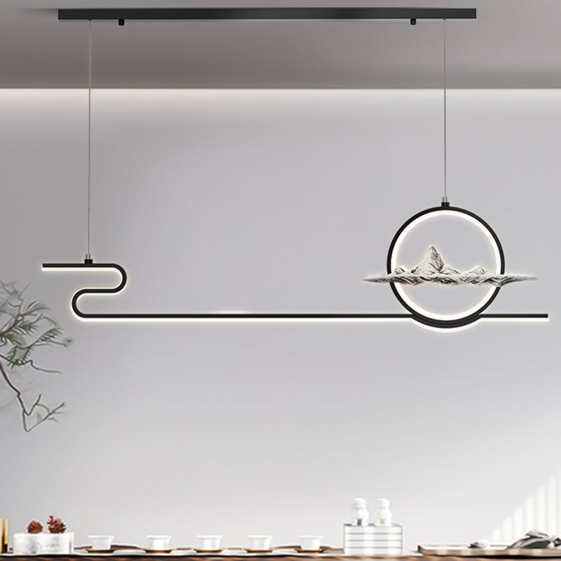 Contemporary Style Linear Shape Island Lighting Ideas Metal 2 Light Hanging Pendant Lights