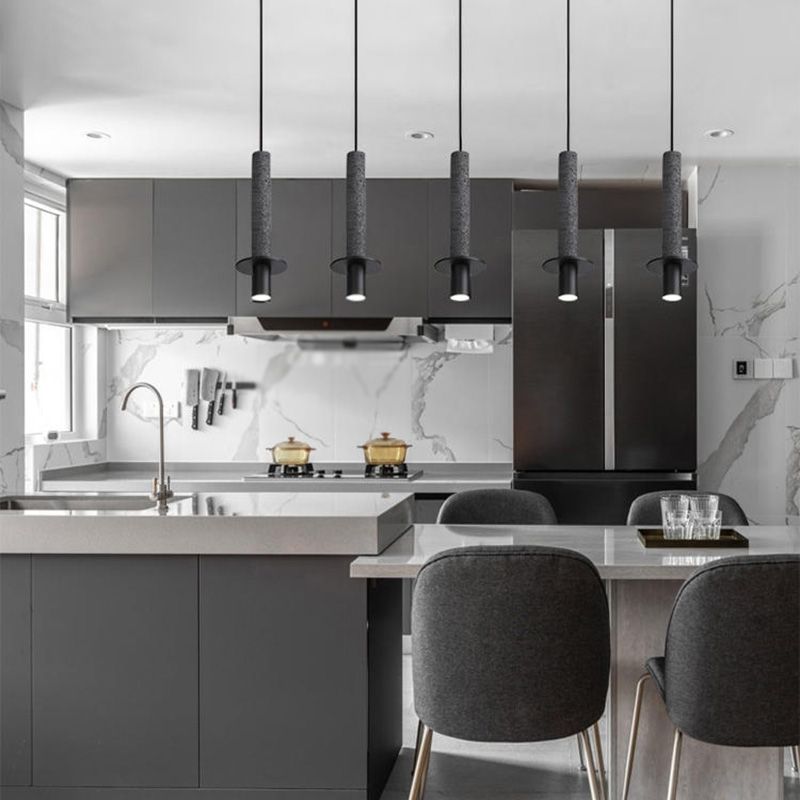 LED Marble Terrazzo Hanging Light Fixture Nordic Modern Style Living Room Long Downlight