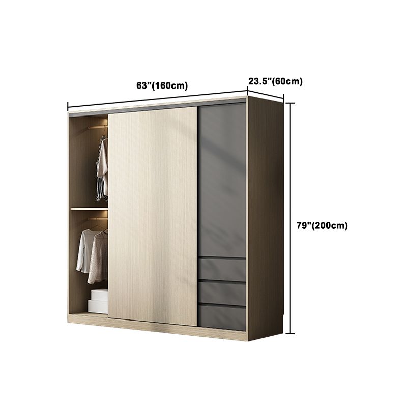Engineered Wood Wardrobe Armoire Modern Sliding Door Wardrobe