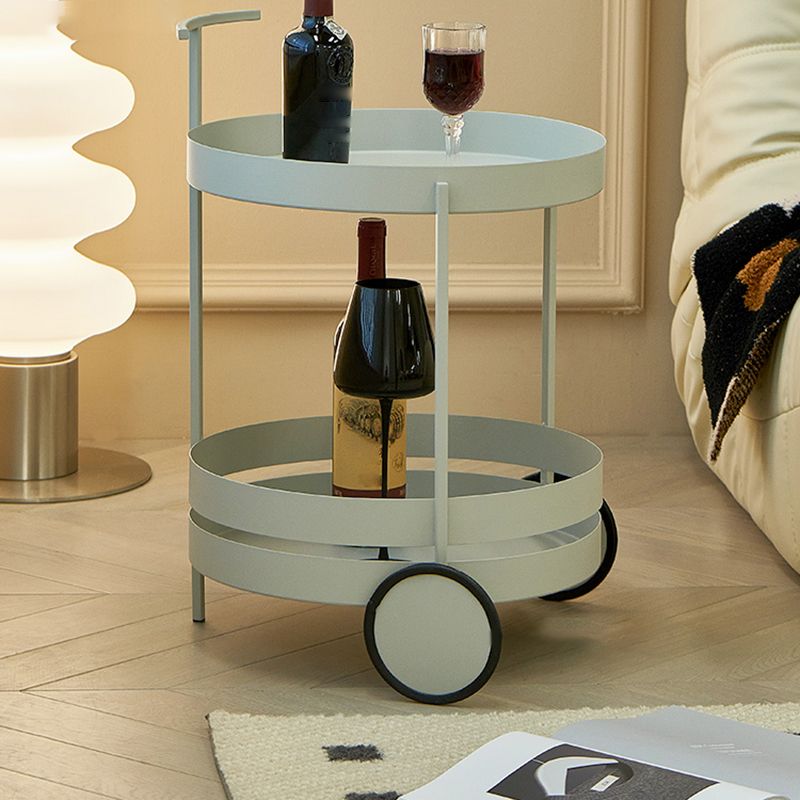 Wheels Accent Side Table with Tray Top in Metal Modern Accent Side Table