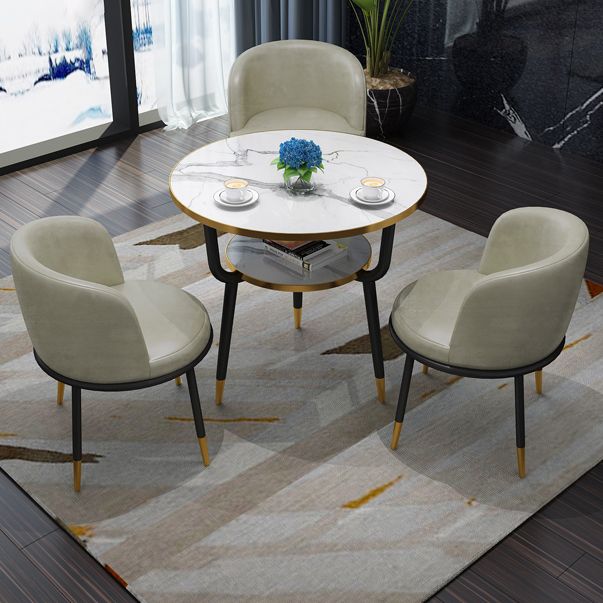 Contemporary MDF Standard Dining Table Round Shape Kitchen Dining Table with 3 Legs Base