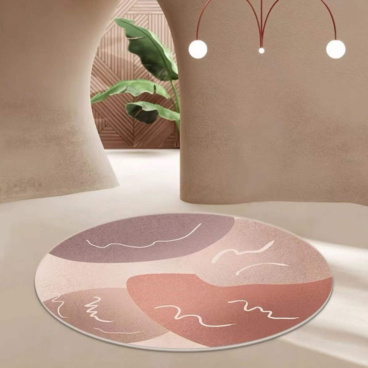 Runder nordischer Innenteppich moderner Morandi Farbe Polyester Fleckenresistent Fläche Teppich für Wohnzimmer