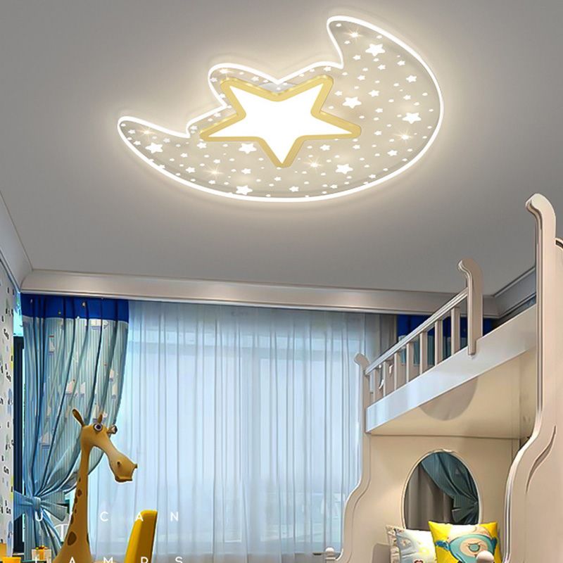 Lámpara de techo de forma de luna nórdica moderna Aluminio 2-Montaje de descarga de luz para dormitorio
