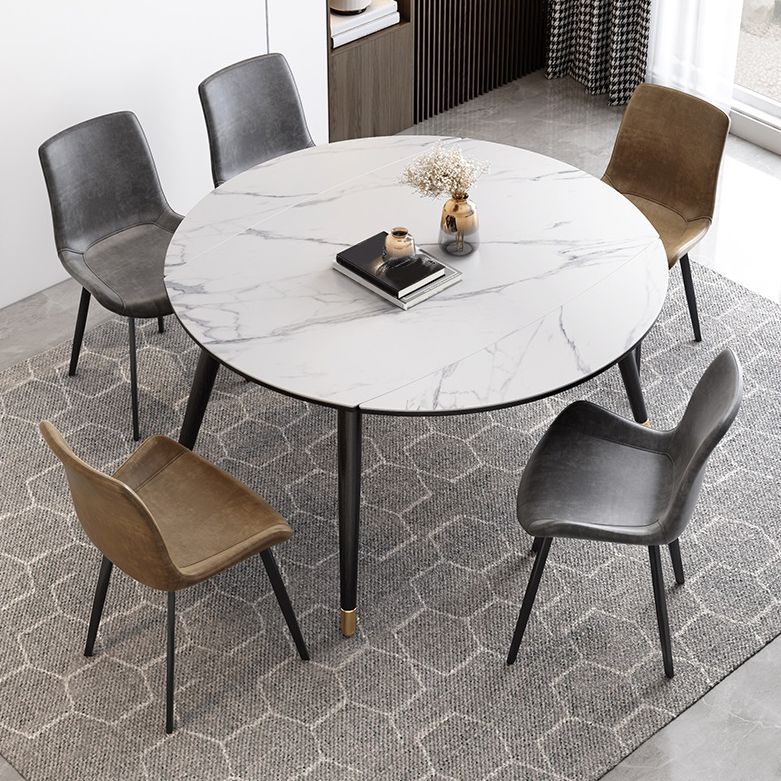 Contemporary Extendable Sintered Stone Table Round Shape Standard Dining Table for Kitchen
