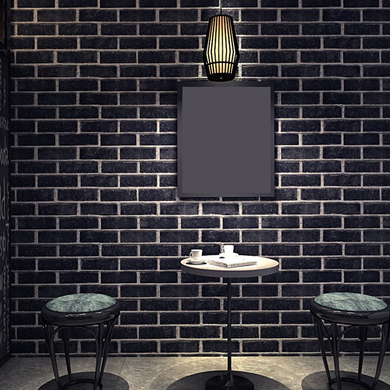 Brick Effect Wallpaper Roll Dark Color Industrial Style Wall Covering for Accent Wall