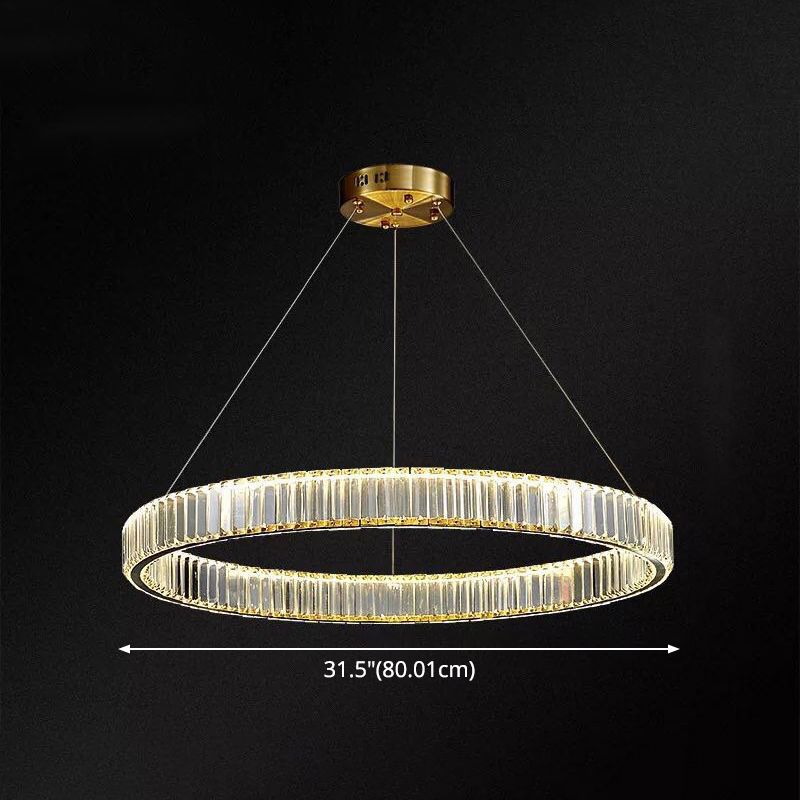 Ultra-modern Ring LED Chandelier Lamp Crystal Suspension Pendant Light for Living Room