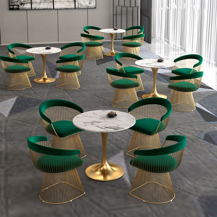White Stone Top Table for Home Traditional Luxury Round Dining Table