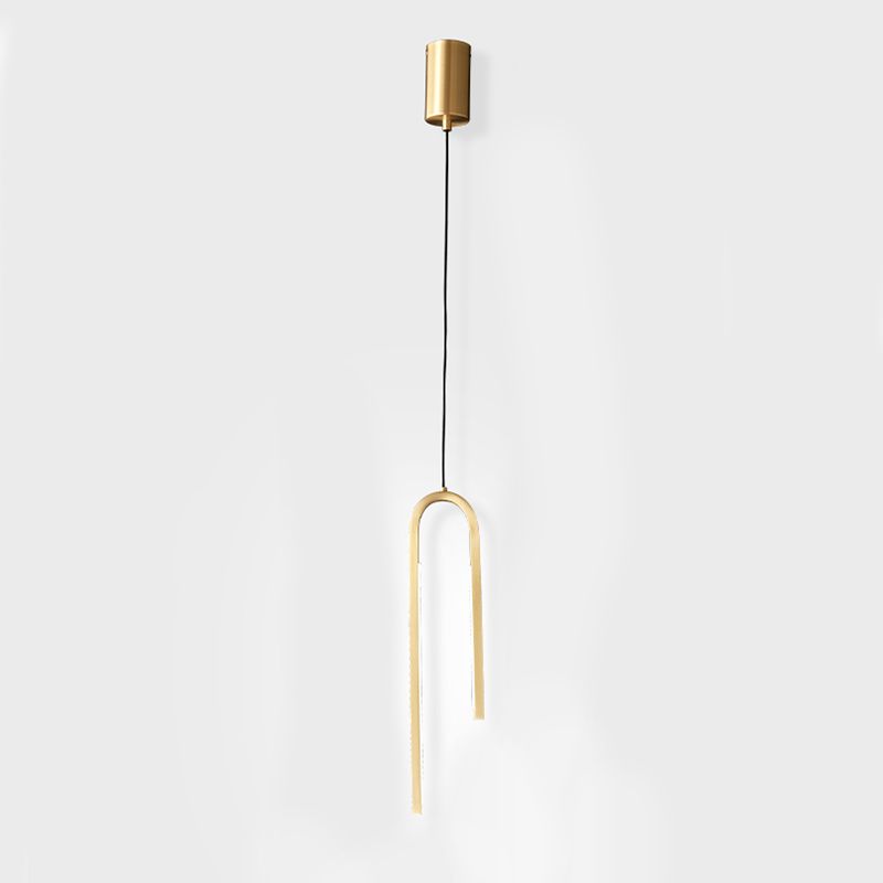 Luz de colgante LED lineal curvado de latón techo de metal Cuelga de colgantes para sala de estar