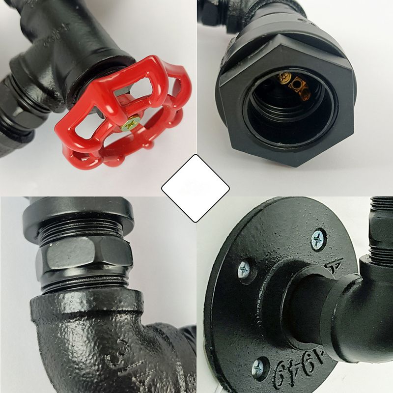 Black Contemporary Wall Sconce Metal Pipe Shape Vanity Lamp for Bathroom