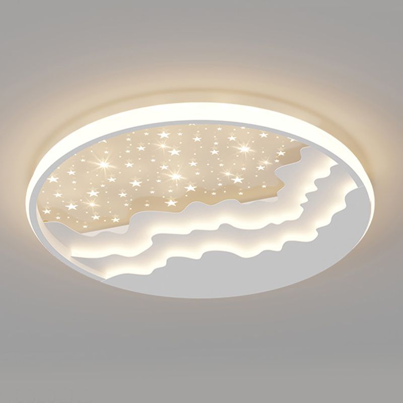 Luminaire de plafond encastré de style moderne à 1 ampoule à abat-jour rond en blanc
