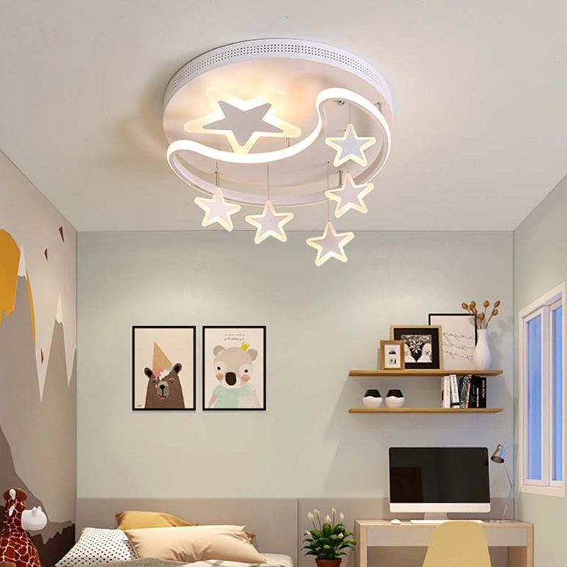 Estrella & Luna en forma de niños Cuarto de iluminación de la iluminación del techo LED de montaje de luz para el jardín de infantes
