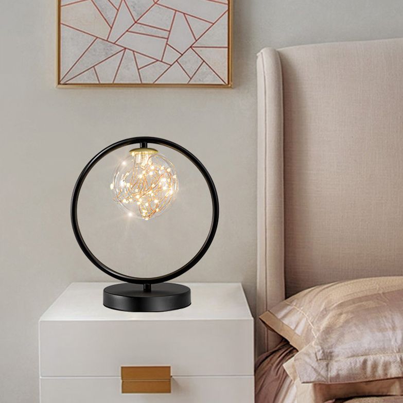 Ball Clear Glass Table Lamp Modern Starry LED Nightstand Light for Living Room