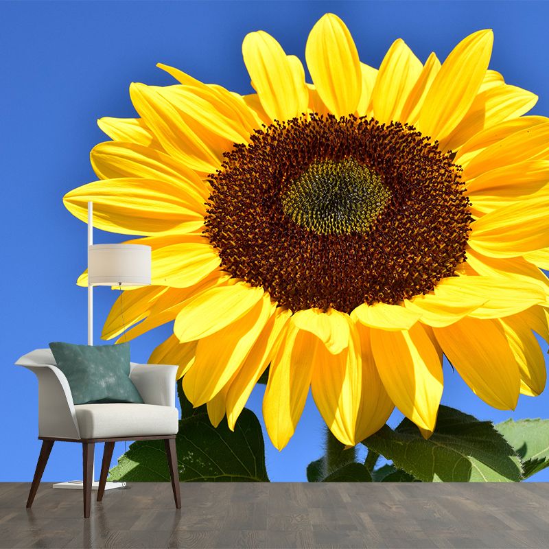 Sunflower Mural Wall Covering for Living Room Decorative Mildew Resistant Wallpaper