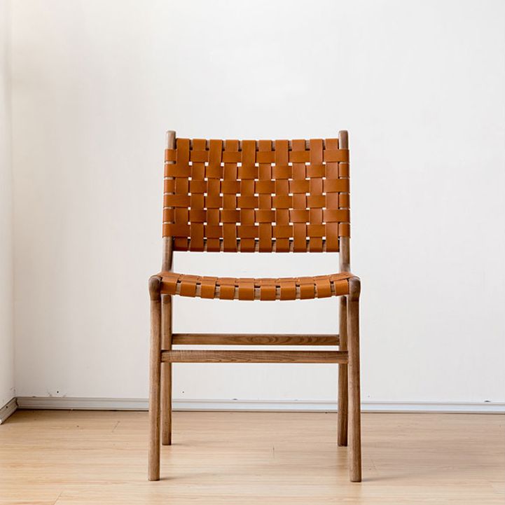 Solid Wood Faux Leather Contemporary Armless Dining Room Chair