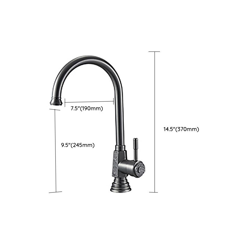 Traditional Kitchen Faucet Copper Gooseneck Standard Kitchen Faucets with Single Handle